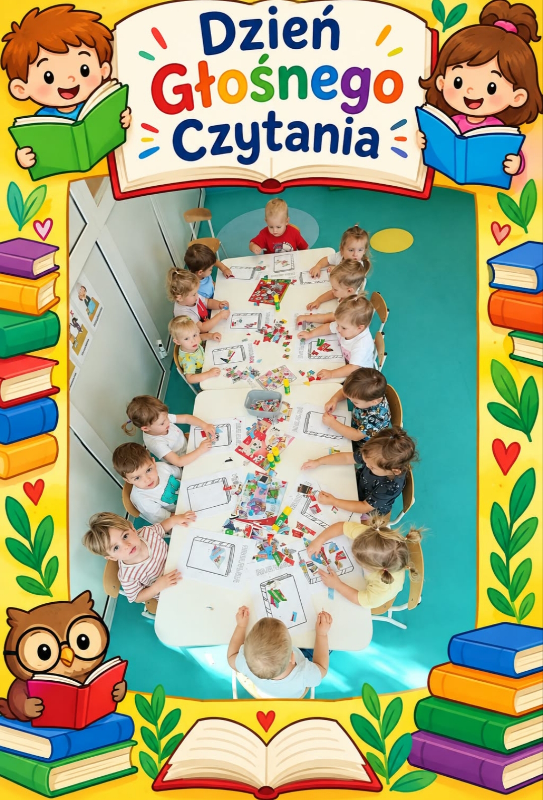 Zdjęcie przedstawia dzieci czytające bajki