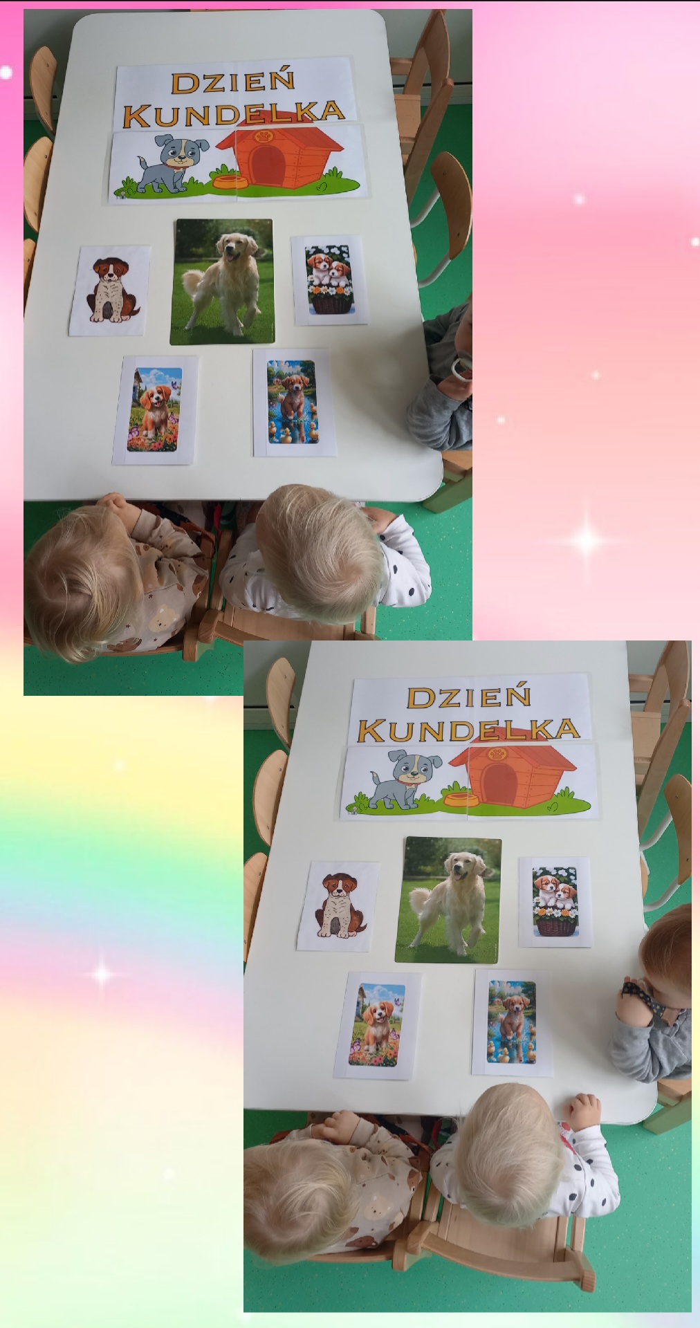 Zdjęcia przedstawiają dzieci świętujące dzień kundelka