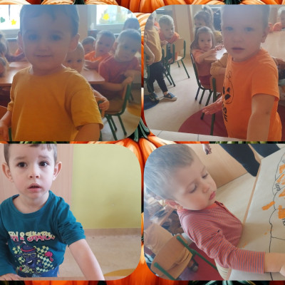 Zdjęcie przedstawia dzieci świętujące Dzień Dyni