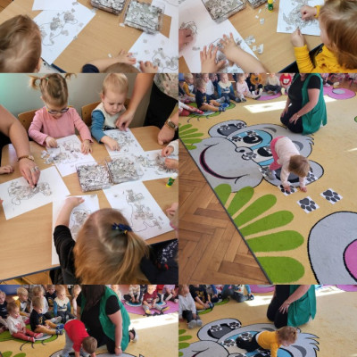 Zdjęcie przedstawia dzieci podczas zajęć i zabaw z okazji ,,Dnia Kundelka”